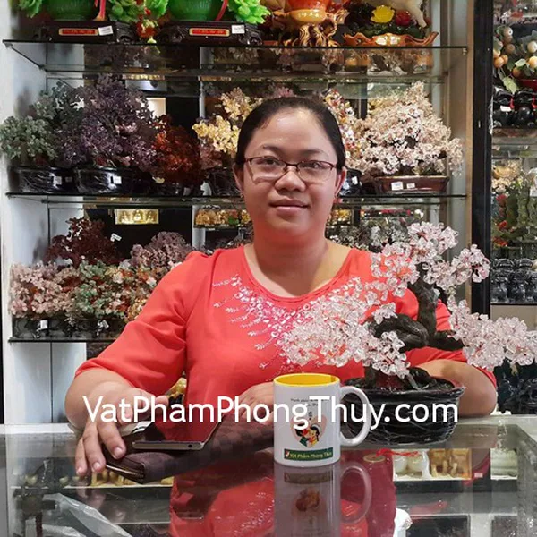 Chị Tố Uyên - khách hàng mua cây tài lộc thạch anh trắng gốc đẹp KC080