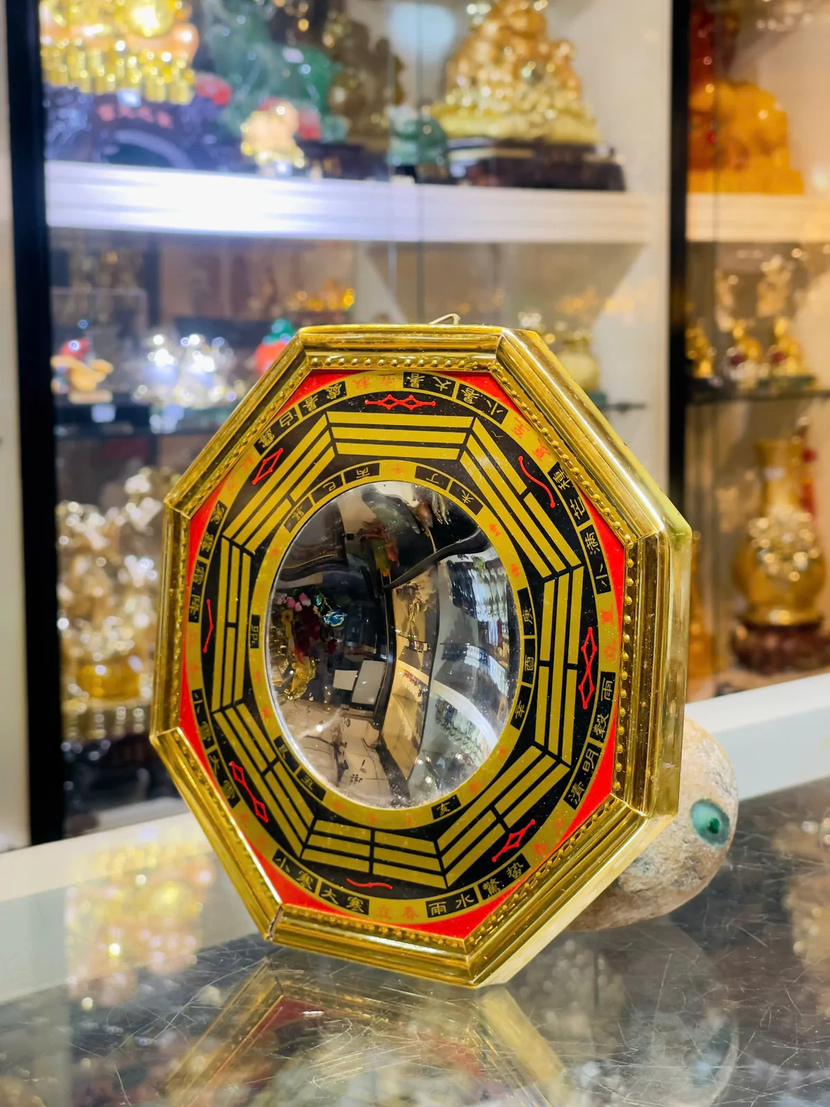 Bát quái bọc nhôm vàng lõm lớn- 8in K1201
