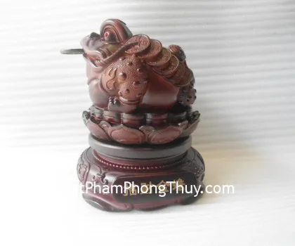Thiềm thừ xanh, đế gỗ xoay- Chiêu tài kim thiềm E087