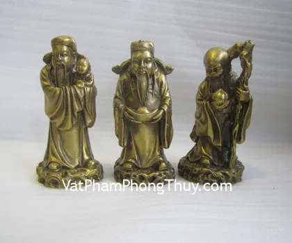 Tam đa phước lộc thọ vàng kim sa đế gỗ trung bộ rời - Phước Tinh LN115-1