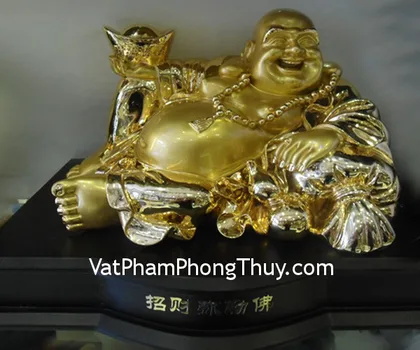 Phật Di Lạc chiêu tài tiến bảo vàng,đế thủy tinh Y115