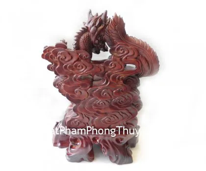 Long phụng gỗ, đế gỗ 4 chân- Long phụng trình tường E119