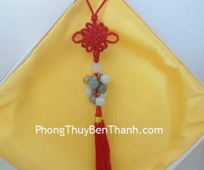 Ngọc bội treo 10 hũ tài lộc+1 hạt tròn Miến Điện S257