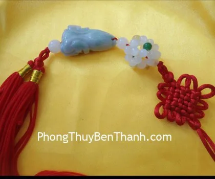 Ngọc bội treo bắp cải+lồng bình an Miến Điện S269