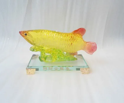 Cá kim long lưu ly, đế thủy tinh - chiêu tài kim long H291G