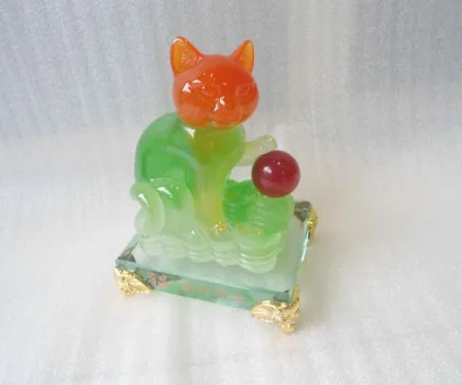 Mèo đỏ may mắn cầm bắp cải, như ý - chiêu tài FH429G