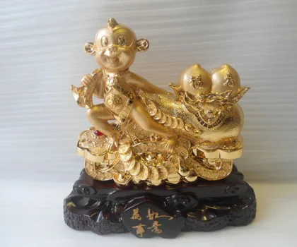 Khỉ con kéo túi tiền, đào trên như ý - vạn sự như ý FK031M