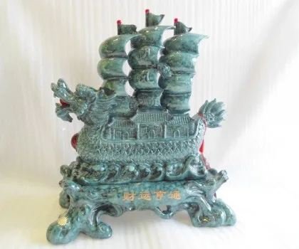 Thuyền buồm xanh ngọc vân mây - tài vận hanh thông K092M