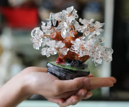 Cây tài lộc thạch anh trắng siêu nhỏ KC061