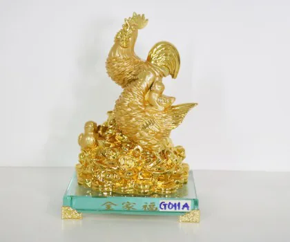 Gia đình gà trên đống vàng đế thủy tinh - Toàn gia phước FG011A