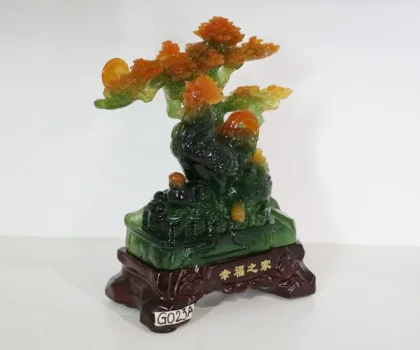 Gia đình gà ngọc vàng trên đế gỗ - Cát tường tam bảo FG023A