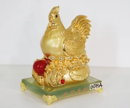 Gà mái ấp trứng vàng trên đống vàng đế thủy tinh - Kim kê sanh tài G071A