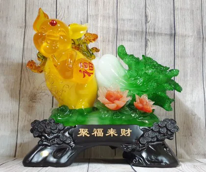 Vua heo vàng cam ngọc ôm bắp cải xanh nhỏ - Tài Phước Lâm Môn FLN009