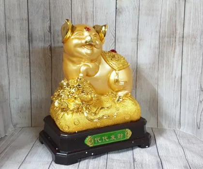 Vua heo vàng trên túi tiền vàng khủng đế gỗ - Đời Đời Phát Tài LN026