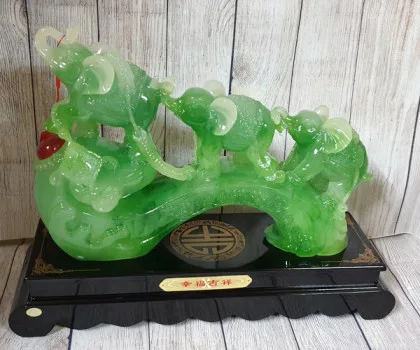 Hoàng gia heo xanh ngọc trên đống tiền vàng lớn - Cát Tường Tam Bảo LN018