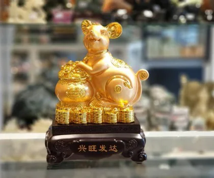 Chuột vàng ôm lư vàng trên đống vàng - Hưng vượng phát tài TM008