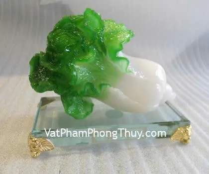 Bắp cải, đế thủy tinh vuông- Phát tài E176