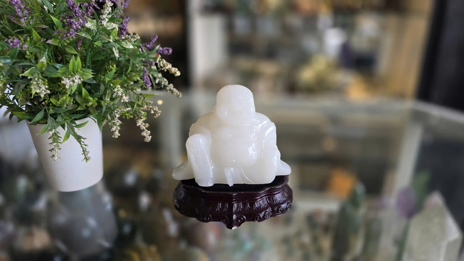 Phật ngồi Thanh Ngọc - có đế - 1 N056