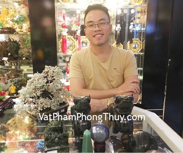 Anh Thông- khách hàng mua tỳ hưu độc ngọc Hồ Nam lớn THDN-L, quả cầu đá thanh kim GM149-s2-4102 và ấn rồng đá lam ngọc