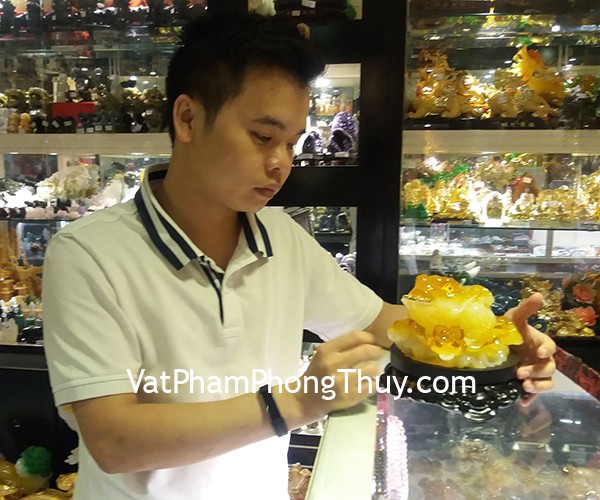 Anh Vy - khách hàng mua Thiềm thừ đỏ ngọc trên bụi sen xanh đế gỗ xoay LN099
